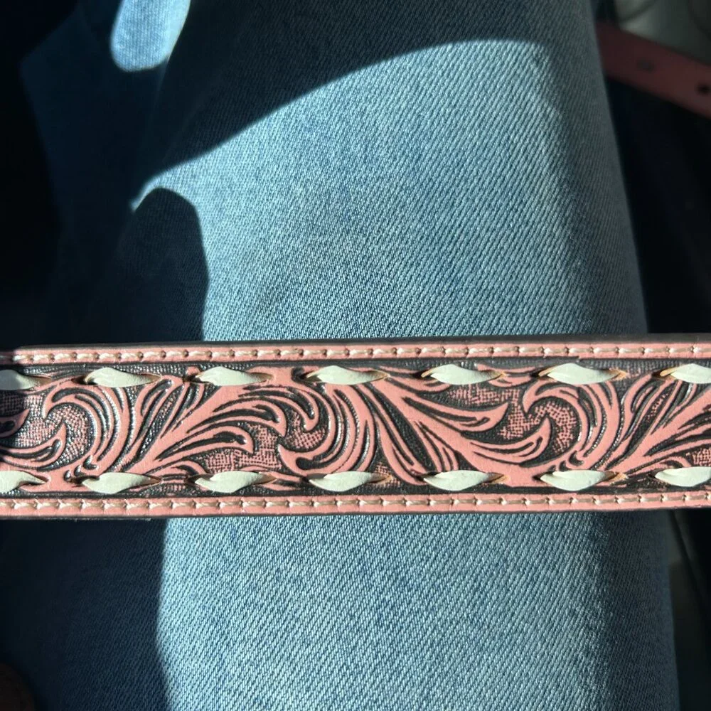 Angel Ranch Girls Floral Bucklace Heart Western Pink Belt NEW!